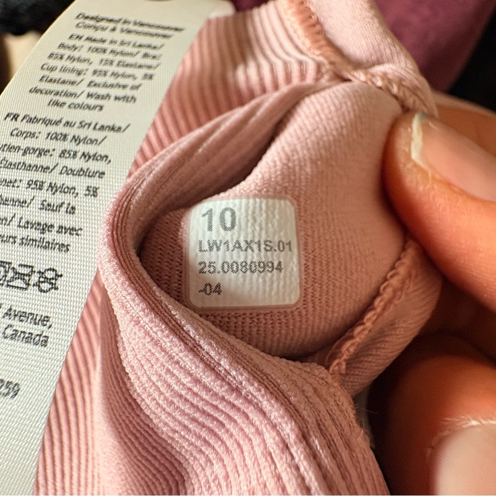 Lululemon Ebb to Street Tank Top *Light Support, B/C Cup Pink Haze. NWT SZ 10 - Picture 4 of 5